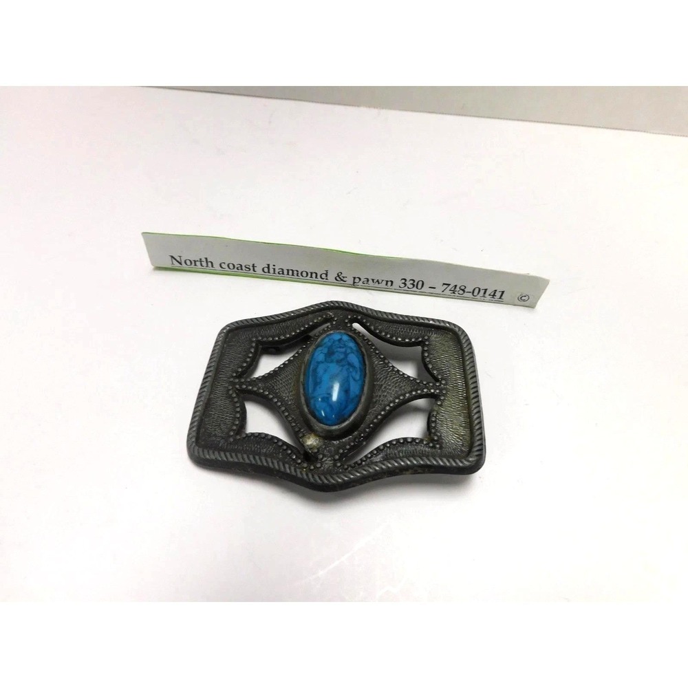 Turquoise Cabochon cab stone centerpiece see through belt buckle DH46